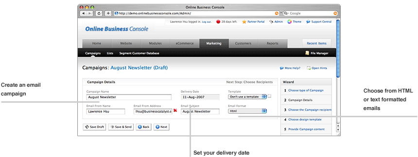 Online Website Dashboard 2 campaign